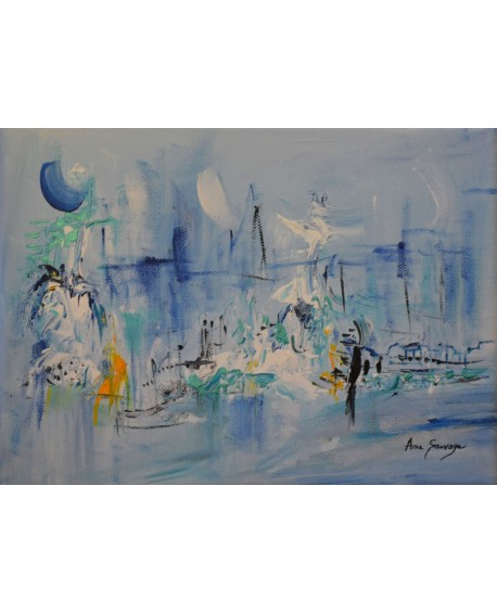 petit tableau abstrait bleu