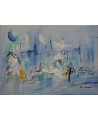 petit tableau abstrait bleu
