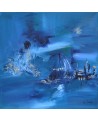 tableau contemporain bleu moderne