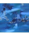 tableau contemporain bleu moderne