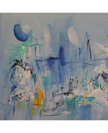 petit tableau abstrait bleu