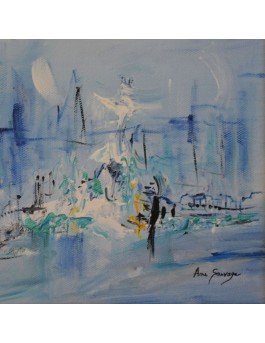 petit tableau abstrait bleu