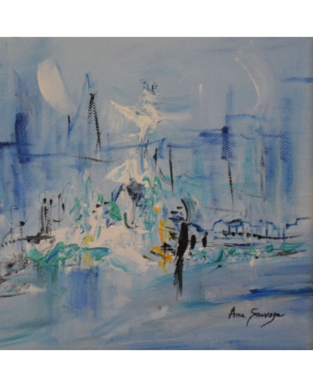 petit tableau abstrait bleu