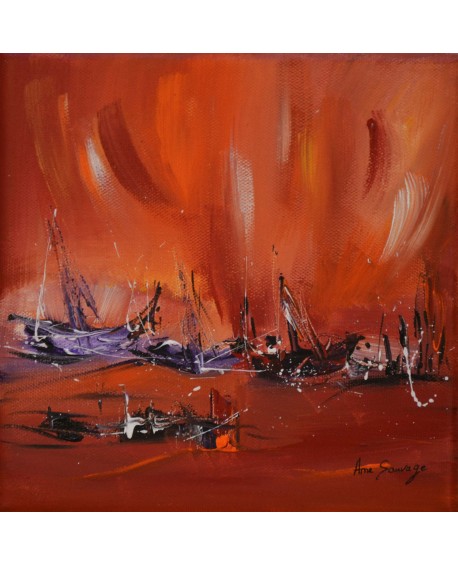 tableau abstrait rouge violet 