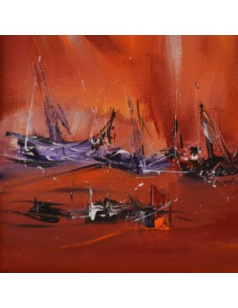 tableau abstrait rouge violet 