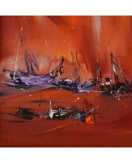 tableau abstrait rouge violet 