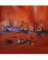 tableau abstrait rouge violet 