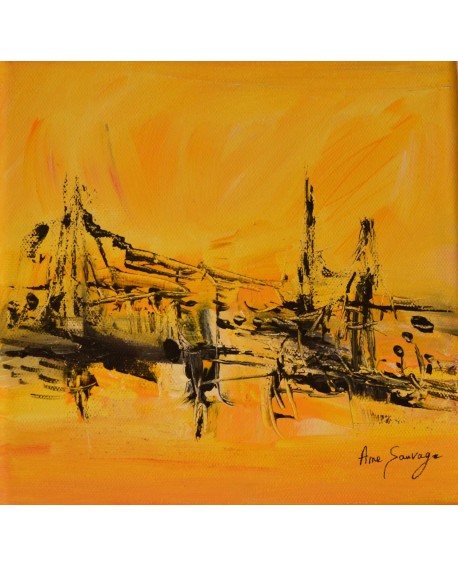tableau abstrait jaune et noir