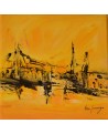 tableau abstrait jaune et noir