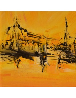 tableau abstrait jaune et noir