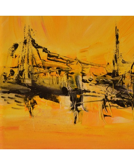tableau abstrait jaune et noir
