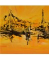tableau abstrait jaune et noir