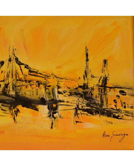 tableau abstrait jaune et noir