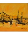 tableau abstrait jaune et noir