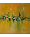 tableau abstrait jaune vert