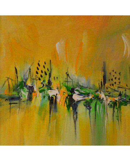 tableau abstrait jaune vert