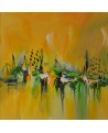 tableau abstrait jaune vert