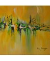 tableau abstrait jaune vert