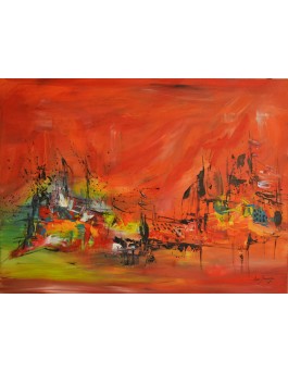 tableau abstrait rouge