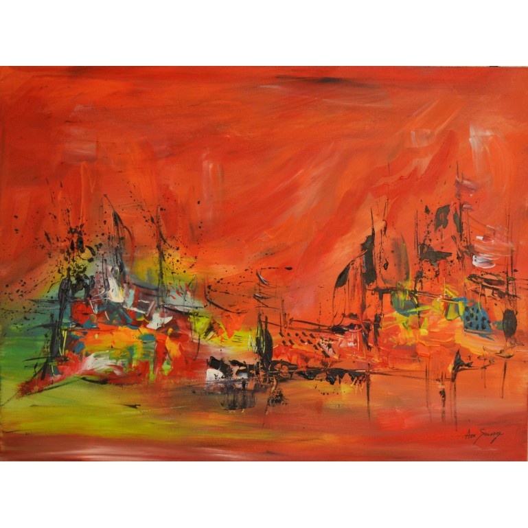 tableau abstrait rouge