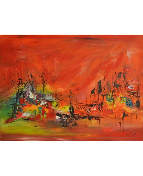 tableau abstrait rouge