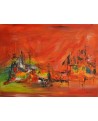 tableau abstrait rouge