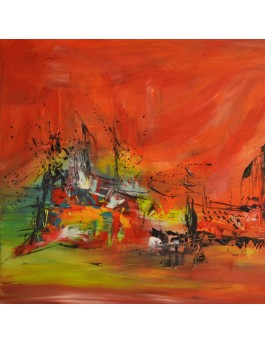 tableau abstrait rouge