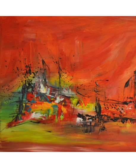 tableau abstrait rouge