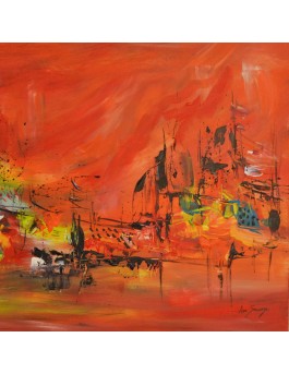 tableau abstrait rouge
