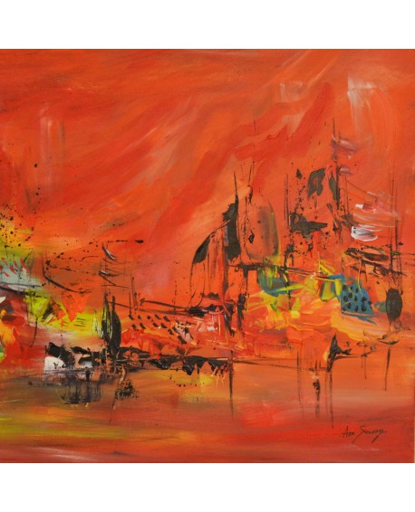 tableau abstrait rouge