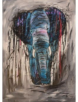 tableau peinture éléphant moderne sur toile