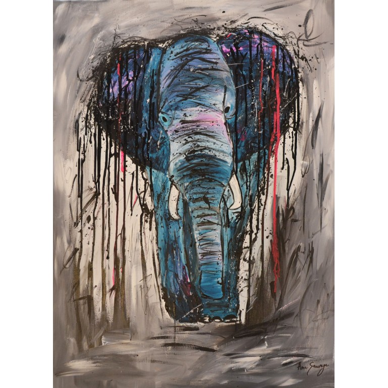 tableau peinture éléphant moderne sur toile