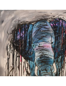 tableau peinture éléphant moderne