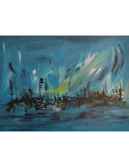 tableau abstrait moderne bleu