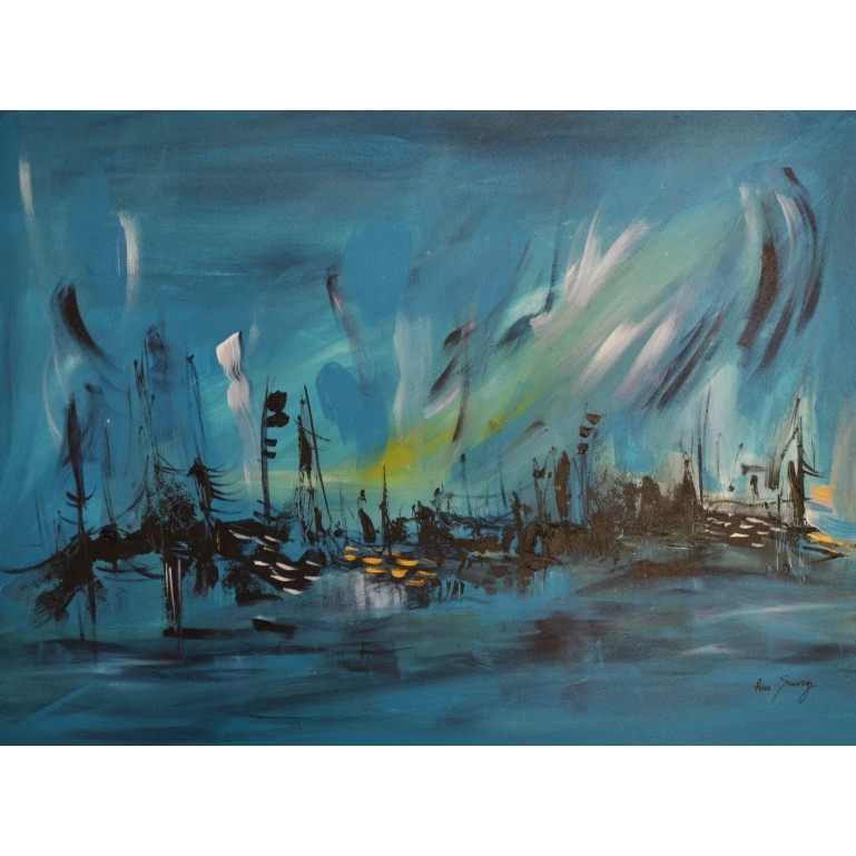 tableau abstrait moderne bleu
