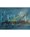 tableau abstrait moderne bleu