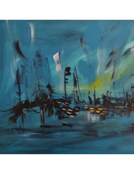 tableau abstrait moderne bleu