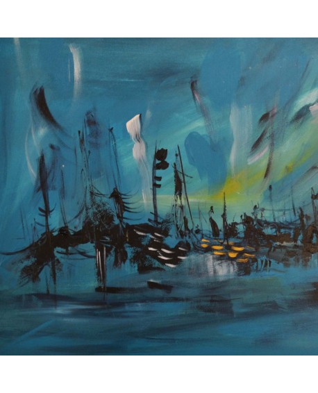 tableau abstrait moderne bleu