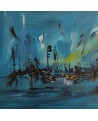 tableau abstrait moderne bleu