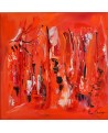 Tableau abstrait rouge noir blanc la fée du coeur