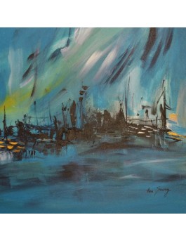 tableau abstrait moderne bleu