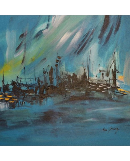 tableau abstrait moderne bleu