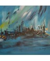 tableau abstrait moderne bleu
