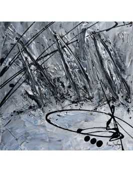 tableau abstrait voiliers gris noir blanc argent