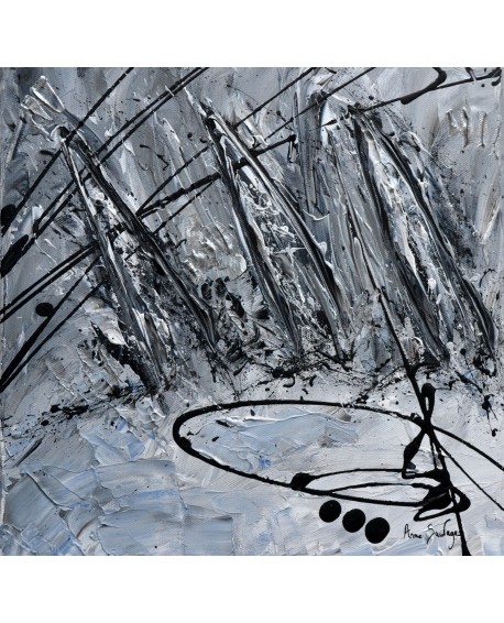 tableau abstrait voiliers gris noir blanc argent