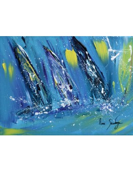 Voiles vers l'infini - tableau abstrait voiliers
