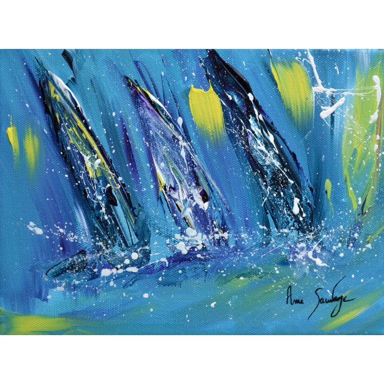 Voiles vers l'infini - tableau abstrait voiliers