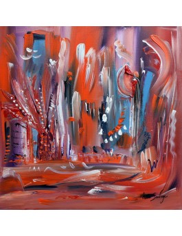 Confrontation de couleurs - tableau rouge orange bleu