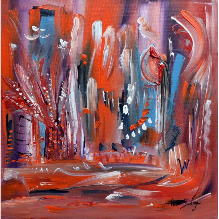 Confrontation de couleurs - tableau rouge orange bleu
