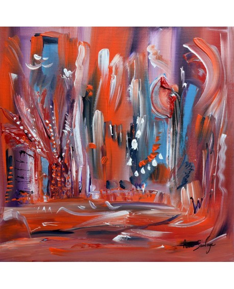 Confrontation de couleurs - tableau rouge orange bleu